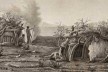 Ilustração de casas aborígenes australianas de autoria de Peron Francois datada de 1807