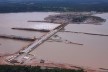Vista aérea da usina hidrelétrica Santo Antônio no rio Madeira, Rondônia