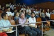 Paulo Bruna, ladeado por Hugo Segawa e Walter Pires, comenta apresentações, Encontro Núcleo Docomomo-SP 2015