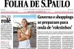 Capa do jornal Folha de São Paulo de 15 de janeiro de 2014, que noticiou o rolezinho
