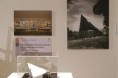 Aspecto de la exposición, con las fotografías y maqueta de la Capilla de Nuestra Señora de la Soledad \"El Altillo\" (Delegación Coyoacán, México DF, 1955) de los arquitectos Enrique de la Mora, Fernando López Carmona y Félix Candela