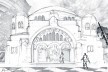 Desenho e colagem digital da fachada do Templo Beth El