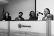 Cecília Rodrigues dos Santos, Haniel Israel, Nadia Somekh e Carlos Lemos no auditório da FAU Mackenzie