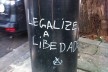 “Legalize a liberdade”, poste na rua Itacolomi, Higienópolis, São Paulo