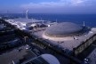 Pavilhão Atlântico, Lisboa, vista aérea do conjunto. Arquiteto Regino Cruz + SOM
