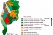 Mapa de vegetação do PEFI. Apesar de se tratar de uma reserva de Mata Atlântica, sua condição de isolamento e as atividades em seu interior e entorno determinaram o surgimento de diversas formações vegetais