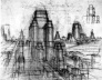 Hugh Ferriss, croquis da Cidade Imaginária apresentada em seu livro Metropolis of Tomorrow, 1929