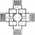Villa Rotonda, planta, século 16. Arquiteto Andrea Palladio