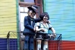 Bonecos de Maradona e Carlos Gardel no Camiñito, Bairro de Santelmo, Buenos Aires, 2008