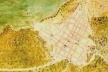 Detalhe do plano da cidade e bahia de Santiago de Cuba em 1712 onde se contempla o traçado reticular –distorsão da quadrícula perfeita- e o alinhamento de suas ruas nos eixos Norte – Sul e Leste – Oeste