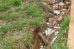Calha de drenagem com entulho e lixo em Vicente Pires