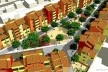 Perspectiva aérea do conjunto - destaque para a praça central