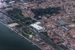 Museu Nacional dos Coches, vista aérea do conjunto, Lisboa. Arquiteto Paulo Mendes da Rocha, MMBB arquitetos e Bak Gordon arquitetos