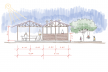 Refeitório e Centro de Nutrição, croquis centro de nutrição, Campo da Paz, Madagascar, 2021. Arquitetos Dante Furlan, Bruno Milan, Lais Santos, Daniella Matavelli, Priscila Alexandre / Bernardes Arquitetura/Arquitetura Sem Fronteiras