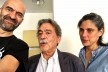 Giacomo Pirazzoli, Paulo Mendes da Rocha e Marta Moreira durante a entrevista