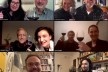 Confraternização ao final da conversa: Abilio Guerra, Silvana Romano, Madalena Oliveira, Francisco Fanucci, Marcelo Ferraz, Isa Grinspum Ferraz, Fernando Mello Franco, Marta Bogéa, Guilherme Wisnik e Caio Romano Guerra