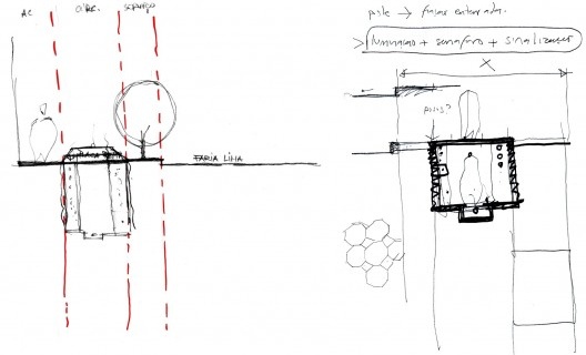 Oficina de desenho urbano MCB, cortes transversais com instalações de infraestrutura enterrada, São Paulo, 2011