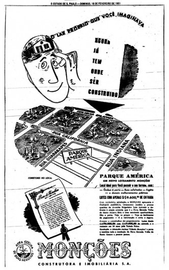 Anúncio do loteamento Parque América, O Estado de S.Paulo, 18 fev. 1951