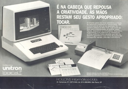 Panfleto de estação gráfica da Hollons Informática, 1986
