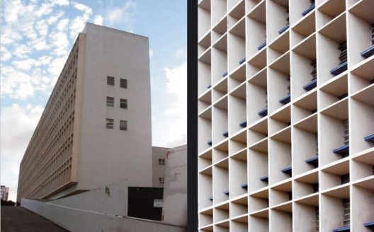 Detalhes de brises soleils empregados no Hospital da Restauração (Borsoi) e no edifício do CEFISCH/ UFPE (Melliá)