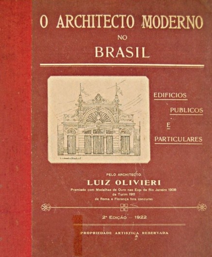 Capa da segunda edição do livro O architecto moderno no Brasil – edifícios públicos e particulares, de Luiz Olivieri