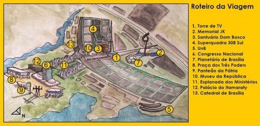 Ilustração do roteiro final realizado na viagem, jan. 2019