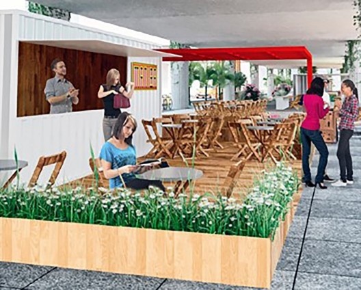 Trilhos Criativos, maquete eletrônica da área Q2: vista do quiosque Maniba, Novo Hamburgo RS