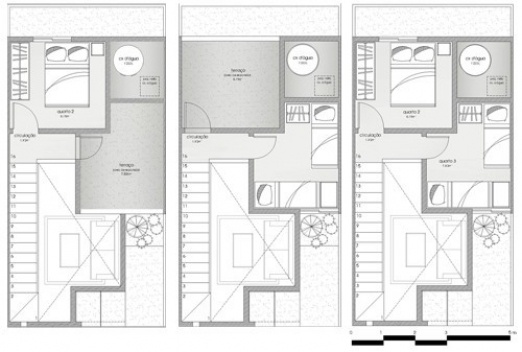Planta baixa da unidade unifamiliar- 2 pavimento e suas posiveis modificações
