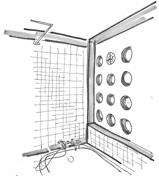 interior del módulo sanitario que recibe un acabado especial