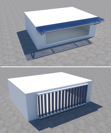 Perspectivas do caso base com brise-placa horizontal e vertical