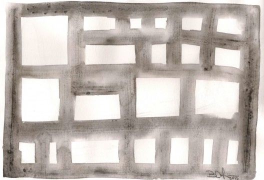 “Geometrias”, nanquim sobre papel, Beatriz Dorfman, 2013