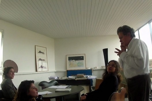 Helena Guerra, Maria Claudia Levy, Tania da Rocha Pitta e Christian de Portzamparc, escritório do arquiteto, Paris