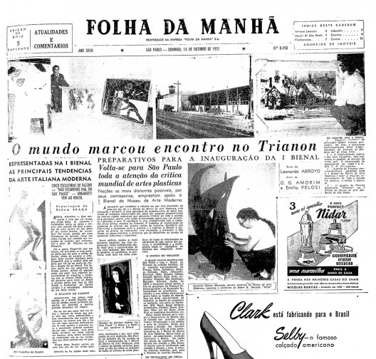 Artigo “Mundo marcou encontro no Trianon. Preparativos para a inauguração da I Bienal, de Leonardo Arroyo
