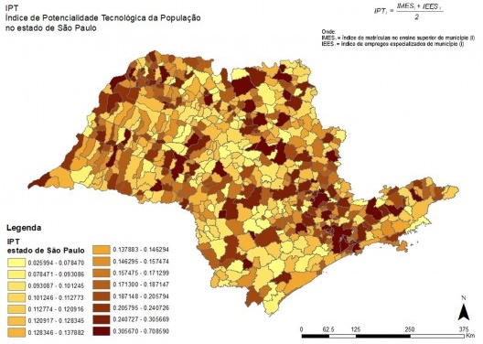 Índice de potencialidade tecnológica da população, 2018