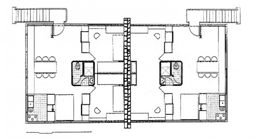 Le Corbusier, planta das Casas Loucheur, sem local, 1929