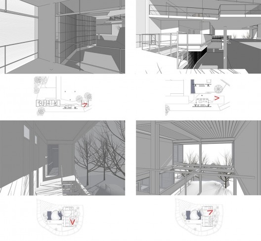 Espacialidade nas circulações: Casa Santa Teresa, SPBR Arquitetos, 2004 (superior) e Casa Ilhabela, Nitsche Arquitetos, 2008 (inferior)