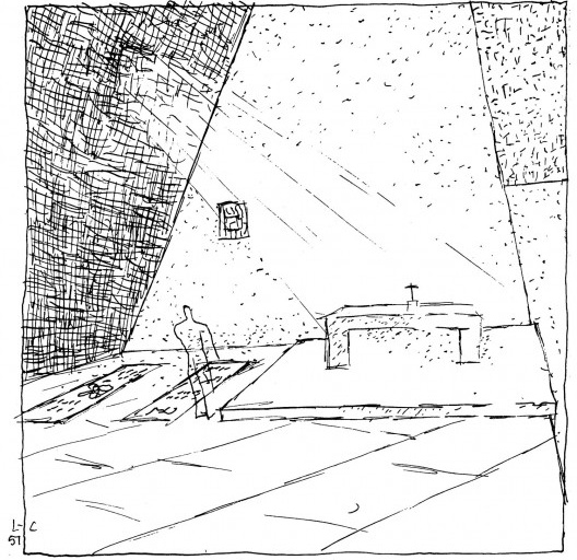 Croquis do mausoleo de Delgado Chalbaud em Caracas. Le Corbusier, 1951