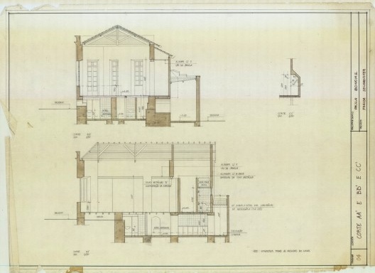 Cortes do projeto arquitetônico, Casa Bonomi