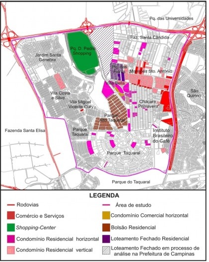 Condomínios e loteamentos fechados localizados na área de estudo