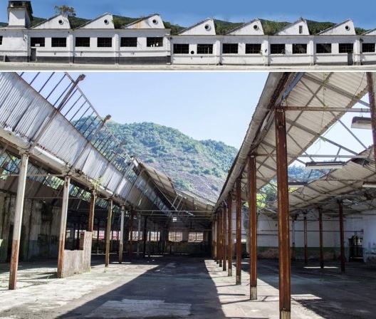 Setorização volumétrica da fábrica com indicação dos novos usos, modelo digital feito pela autora, projeto de Silvia Scoralich de Carvalho, 2015