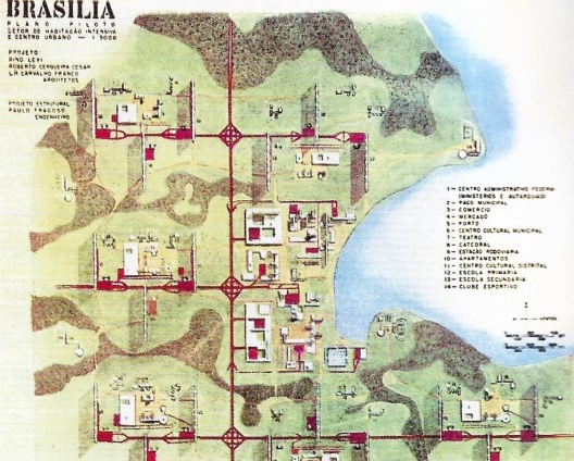 Concurso do Plano Piloto de Brasília, 1957. Arquitetos Rino Levi, Roberto Cerqueira César, Luís Roberto Carvalho Franco e Paulo Fragoso