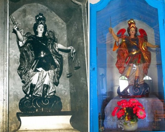 Imagem Sagrada de São Miguel Arcanjo em 1979 e em 2013