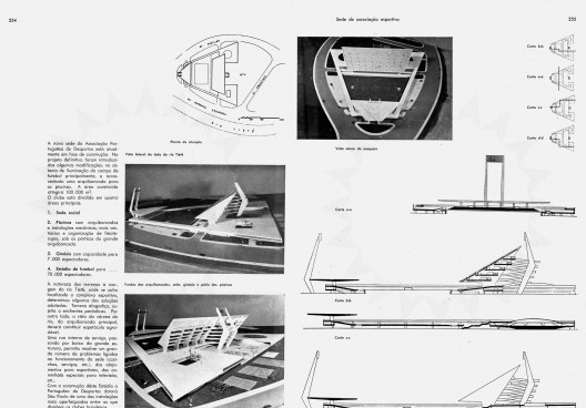 Estádio da Associação Portuguesa de Desportos, páginas da revista Acrópole n. 297, São Paulo, 1962. Arquitetos João Batista Vilanova Artigas e Carlos Cascaldi
