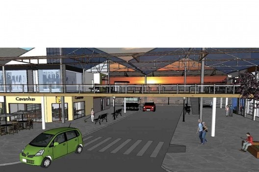 Figura 1. Imagem da Rua do Cais, perspectiva em AutoCad por Aline Aguiar. Trabalho orientado por Douglas Aguiar na Faculdade de Arquitetura da UFRGS, 2011.