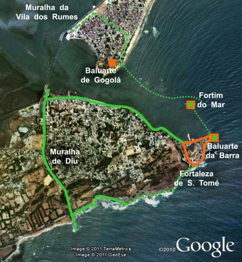 Primeiras iniciativas defensivas portuguesas no sistema fortificado da cidade de Diu