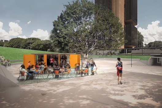 Vista do pedestre. Concurso Passagens sob o Eixão. Segundo colocado