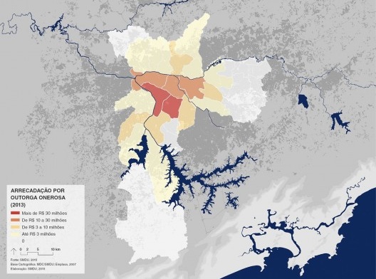 A função redistributiva do instrumento da OODC evidenciada no território: maior arrecadação nas áreas melhor infraestruturadas