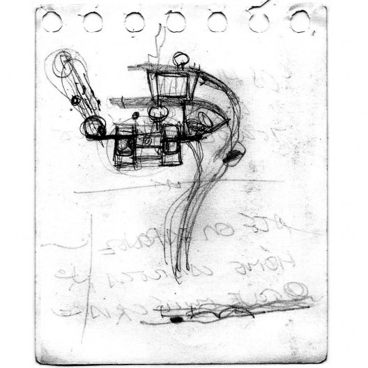 Casa 14 Bis, croquis da implantação. Arquiteto Pôla Pazzanese