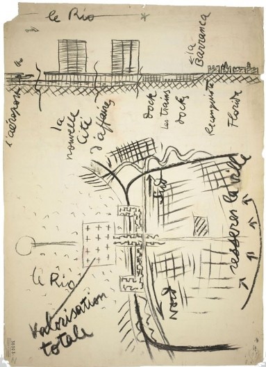 Le Corbusier, croqui do projeto para Buenos Aires, 1929