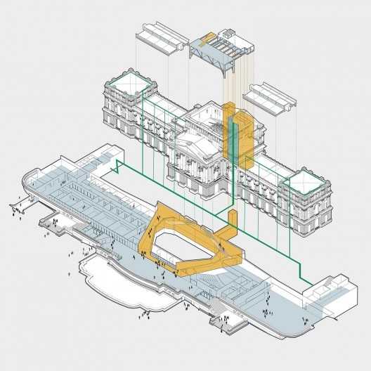 Modernização e restauro do Museu do Ipiranga, diagrama geral, São Paulo SP, 2022. Arquitetos Eduardo Ferroni e Pablo Hereñú / H+F Arquitetos